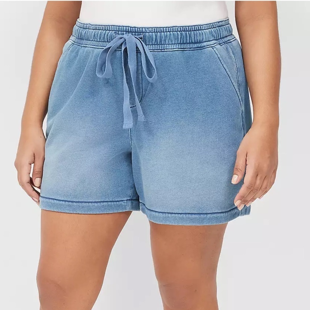 Lane Bryant Pull-On Relaxed Fit Knit Shorts Women's Size 18 2X Light Blue - Picture 2 of 8